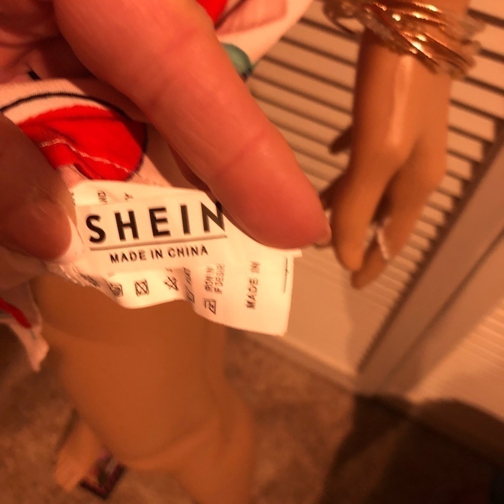 Shein shirt style mini apple print dress in Pink, Red and Green Small - Picture 10 of 11